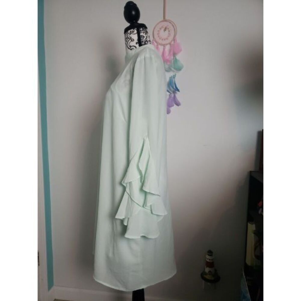 BeBop Mint Green Chiffon Tiered Dress XL Extra Large Sheer Layered Sleeve - Picture 2 of 4